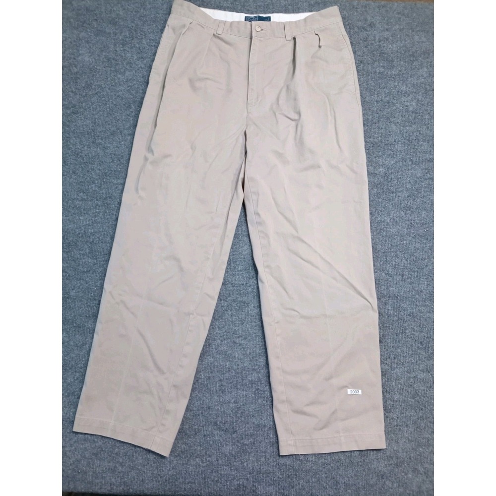 Polo by Ralph Lauren Pants 36x32 Beige Cotton Casual Chino Trousers (Stain)